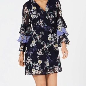 Vince Camuto Floral Mini Dress - Black and White